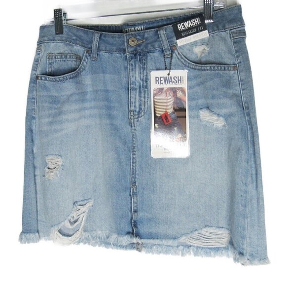 Rewash - Distressed Denim Mini Skirt - Size 11/30 - Picture 1 of 4